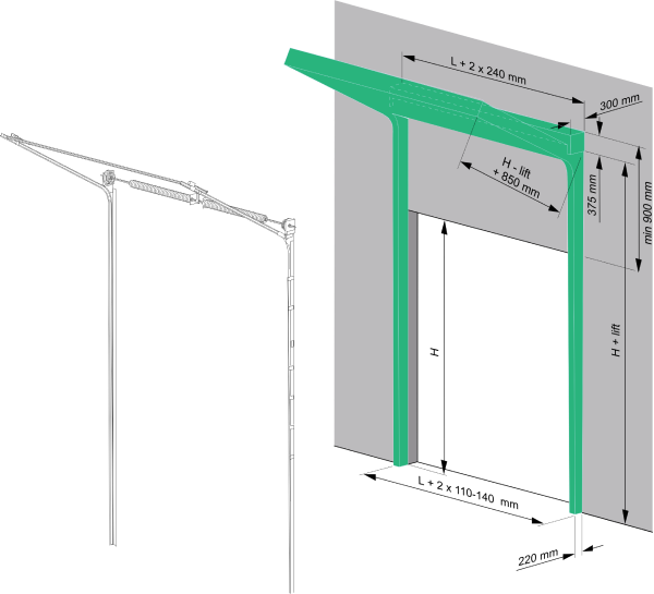 Наклонный тип монтажа с верхним расположением вала