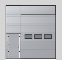 Секционные ворота с фальш-панелями и отдельностоящей дверью