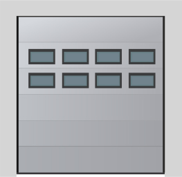 Секционные ворота с окнами в две линии