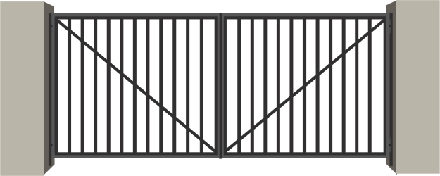 Стандартное исполнение распашных ворот с решеткой